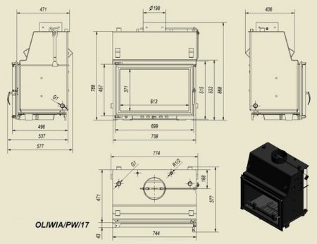 Oliwia PW Simple 17 кВт, водяная рубашка, простая дверка